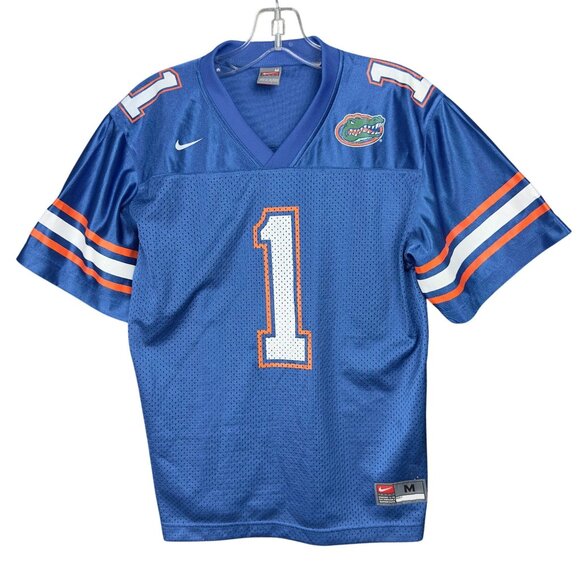 Nike Team Florida Gators Jersey Youth M Blue Polyester Mesh #1 Football Shirt - Picture 1 of 8